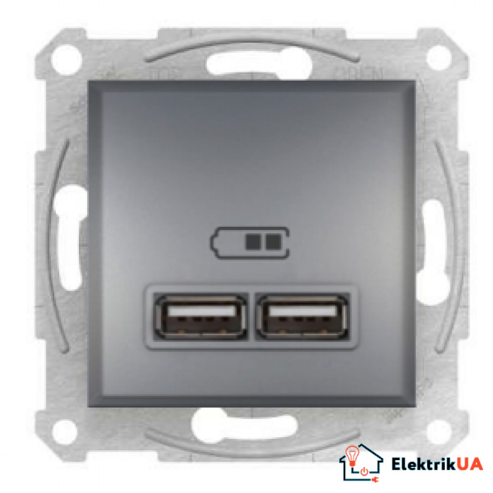 USB розетка 2, 1А Schneider Electric Asfora Сталь EPH2700262