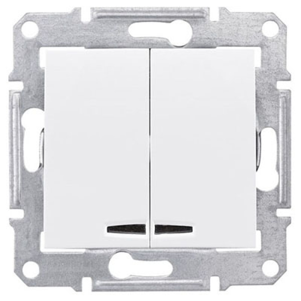 Выключатель двухклавишный с подсветкой Schneider Electric Sedna 10А Белый SDN0300321
