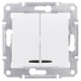 Выключатель двухклавишный с подсветкой Schneider Electric Sedna 10А Белый SDN0300321
