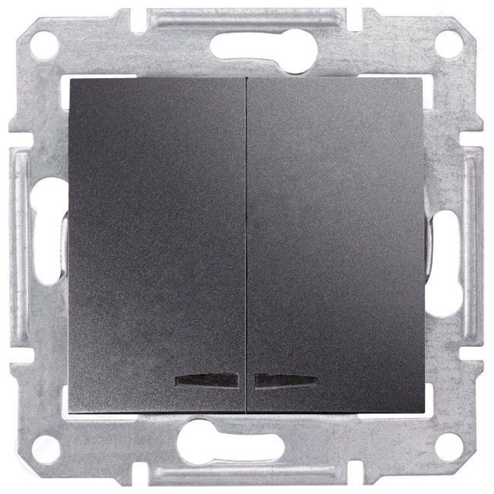 Выключатель двухклавишный с подсветкой Schneider Electric Sedna 10А Графит SDN0300370