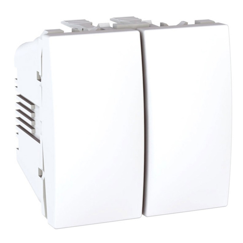 Вимикач двохклавішний 2 модуля Schneider Electric 10А Unica Білий MGU3.211.18