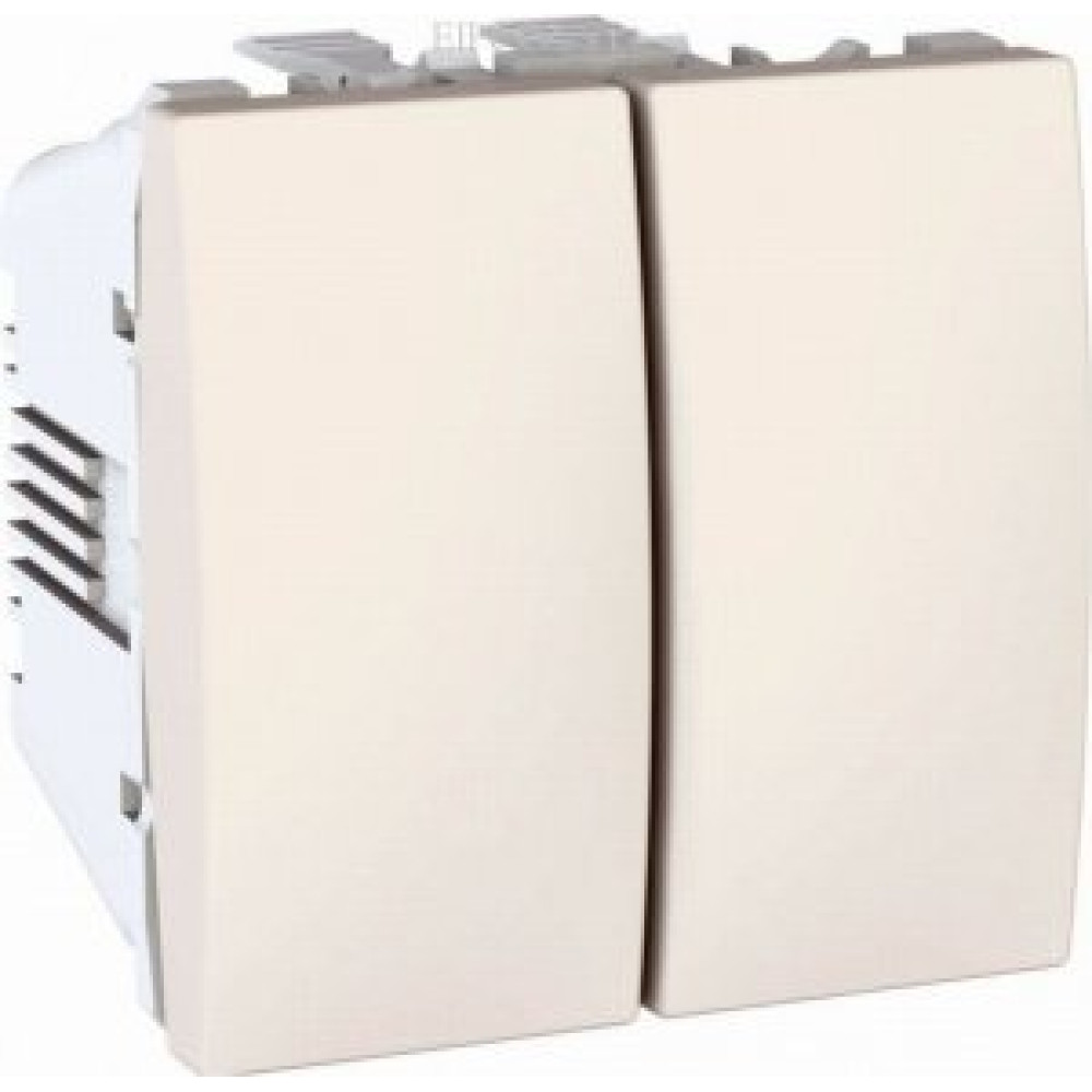 Выключатель двухклавишный 2 модуля Schneider Electric 10А Unica Слоновая кость MGU3.211.25
