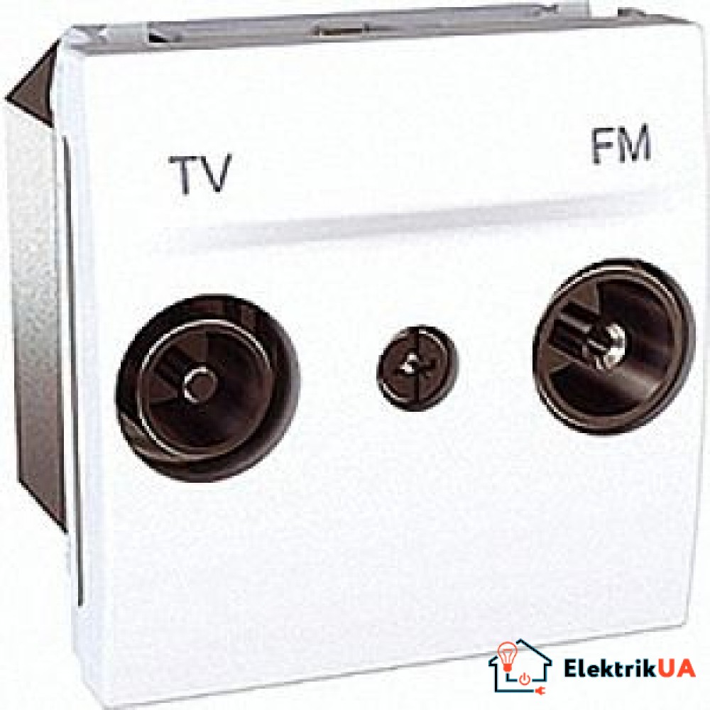 Розетка телевізійна + радіо прохідна 2 модуля Schneider Electric Unica Білий MGU3.453.18