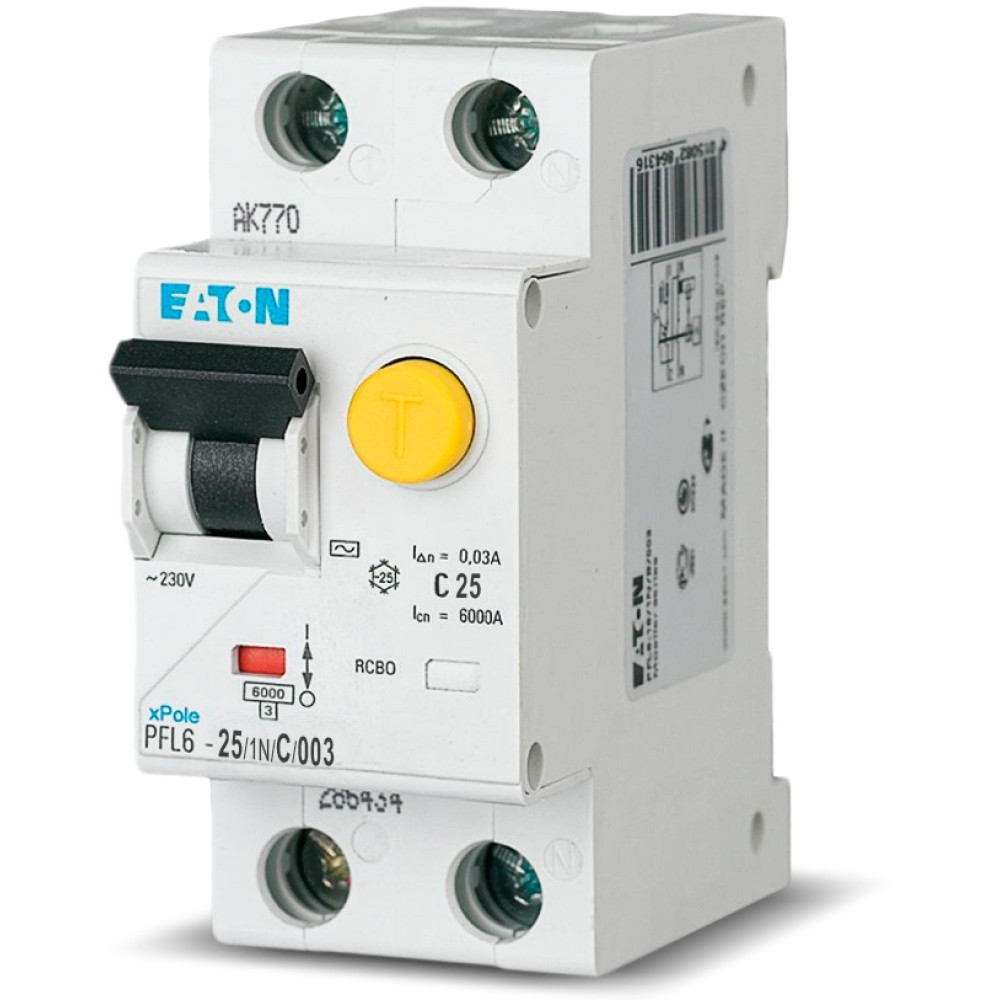 Диференційний автомат EATON PFL6-25/1N/C/003 (286469)
