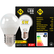 Лампа LED Кулька G-tech G45-6W-E27-4000K G
