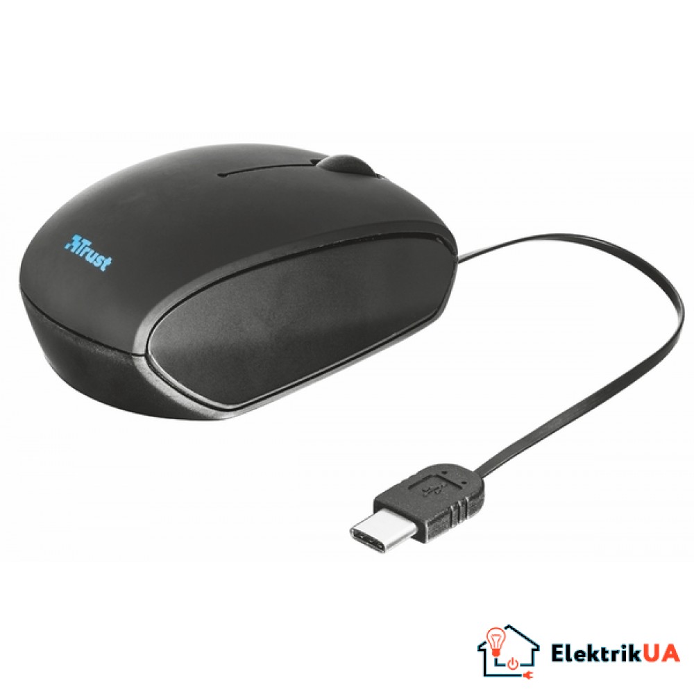 Мышь Trust USB-C Retractable Mini Mouse Black