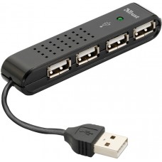 Концентратор Trust Vecco 4 Port USB 2.0 Mini Hub Black