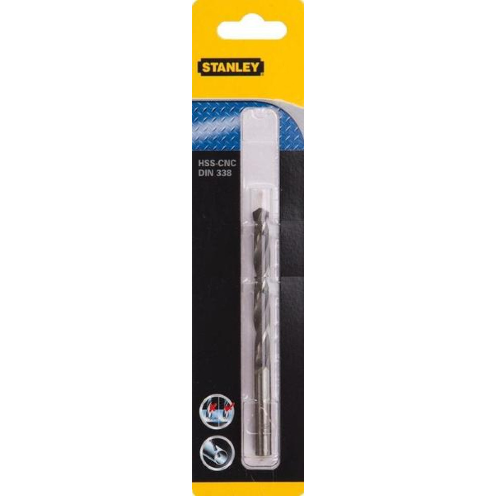 Сверло Stanley HSS-CNC/DIN338, по металлу, d=6мм, 93x57мм.