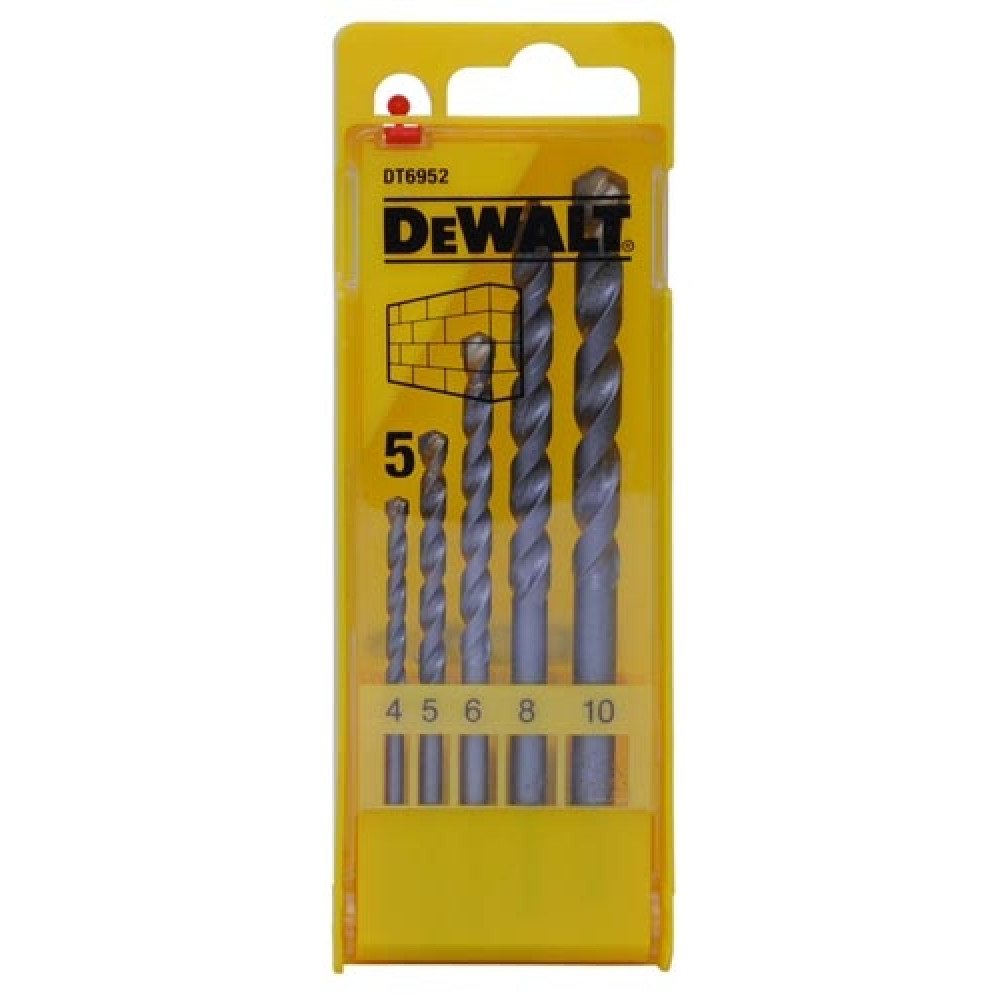 Набор сверл по кирпичу Dewalt 5шт, d=4,5,6,8,10мм.