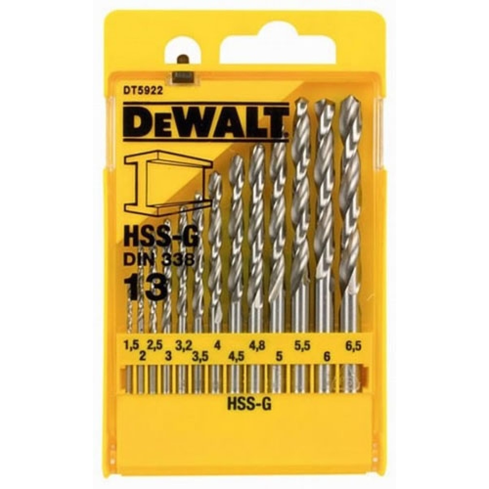 Набор сверл по металлу Dewalt HSS-G 13шт, d=1,5-6,5мм.
