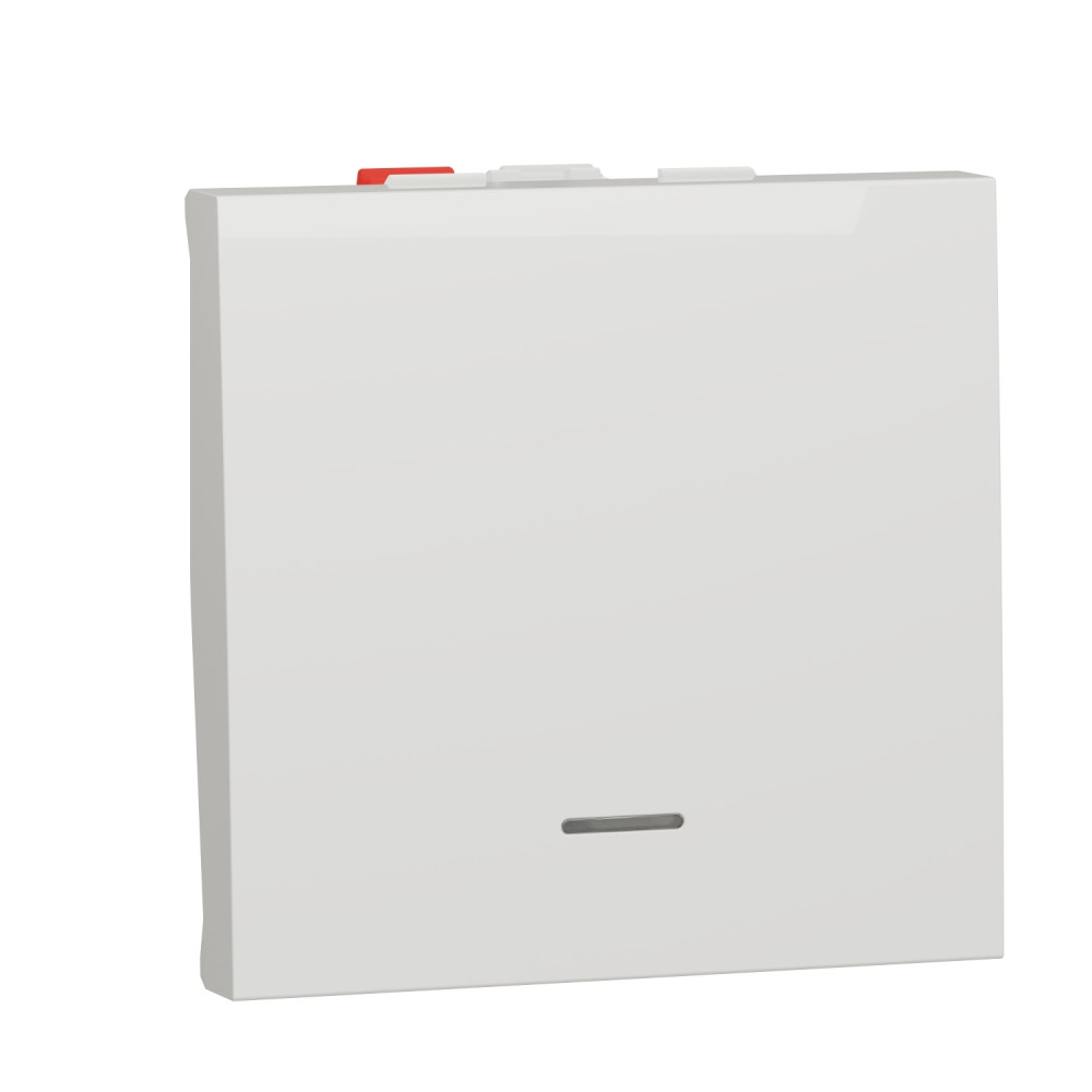 Перемикач 1-клавішний з нейтраллю 10А, 2 модулі білий