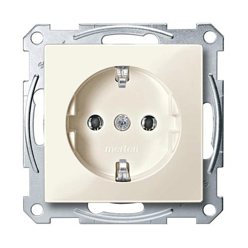 Розетка Merten System M (с заземлением) Бежевая глянцевая (MTN2301-0344)