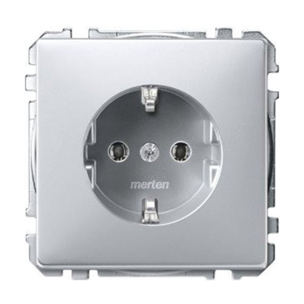 Розетка Merten SD (с заземлением) Алюминий (MTN2301-4060)
