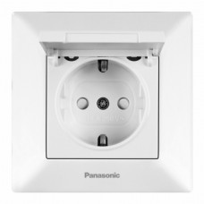 Розетка Panasonic ARKEDIA SLIM із заземленням, кришкою і шторками біла