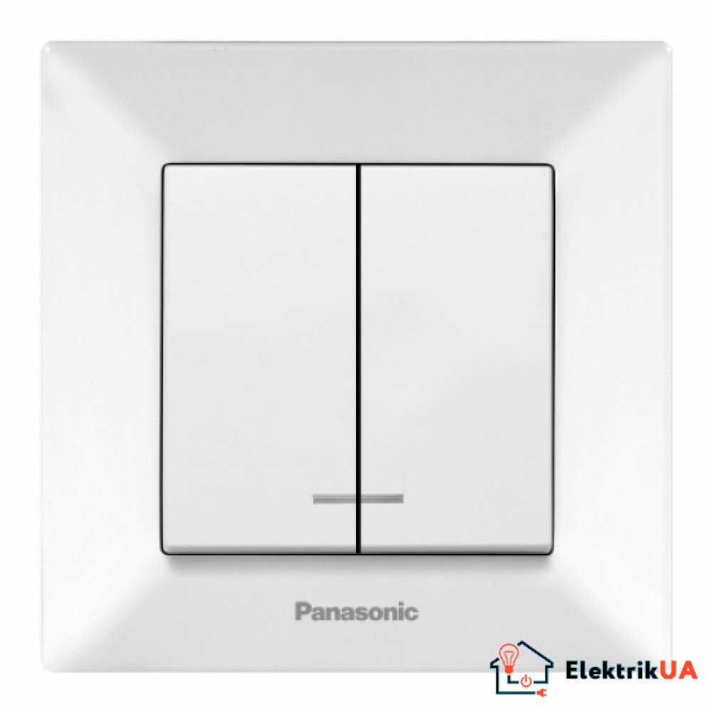 Вимикач Panasonic Arkedia Slim двохклавішний з підсвічуванням білий
