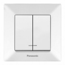 Вимикач Panasonic Arkedia Slim двохклавішний з підсвічуванням білий