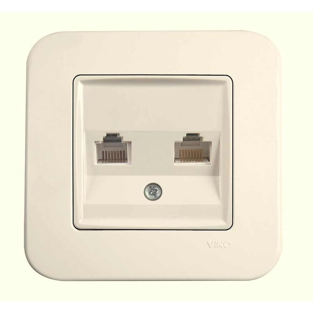 Розетка комп 'ютерна + телефонна RJ45 Cat5e-RJ11 VIKO Rollina Крем (90421035)