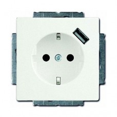 Розетка із заземним контактом і захисними шторками 16А + USB 5В ABB Basic55 Білий (20 EUCBUSB-94-507)