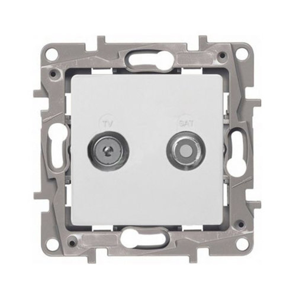 Розетка телевизионная + спутник на 2 отдельных кабеля Legrand Etika 1.5 dB Белый (672257)