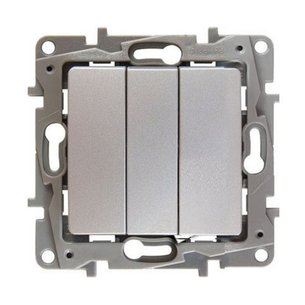 Вимикач триклавішний Legrand Etika 10A Алюміній (672413)