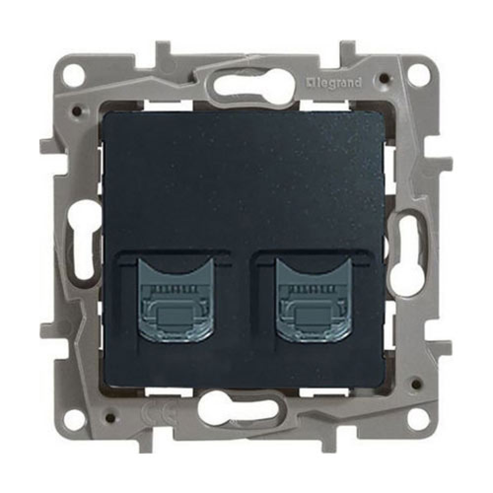 Розетка комп 'ютерна RJ45 cat5e UTP подвійна Legrand Etika Антрацит (672655)