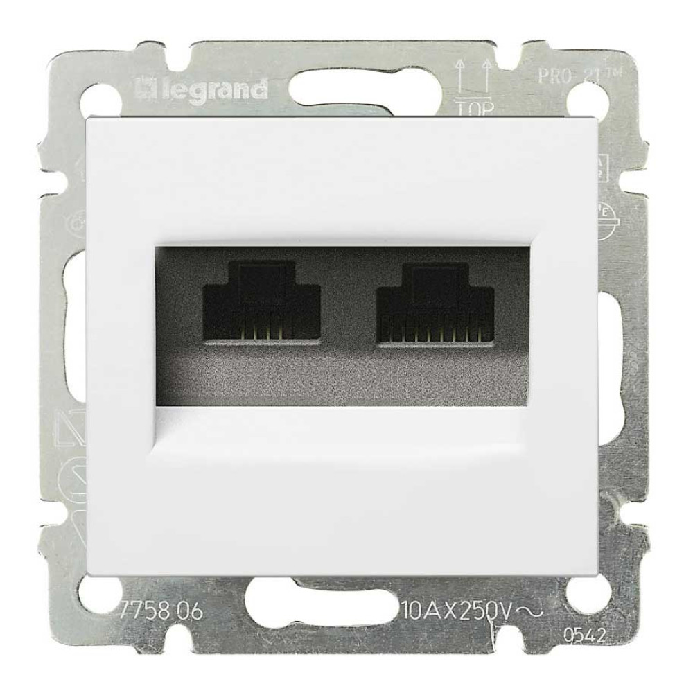 Розетка телефонна + комп 'ютерна Legrand Valena RJ11 + RJ45 кат.6 UTP Біла (770080)