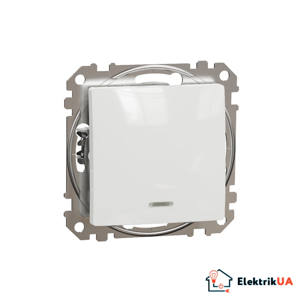 Одноклавишный проходной выключатель с подсветкой Schneider Electric Sedna Design Білий SDD111106