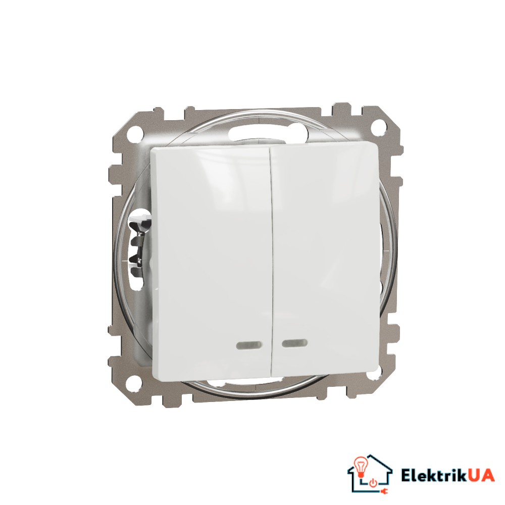 Двухклавишный переключатель с подсветкой Schneider Electric Sedna Design Белый SDD111105L