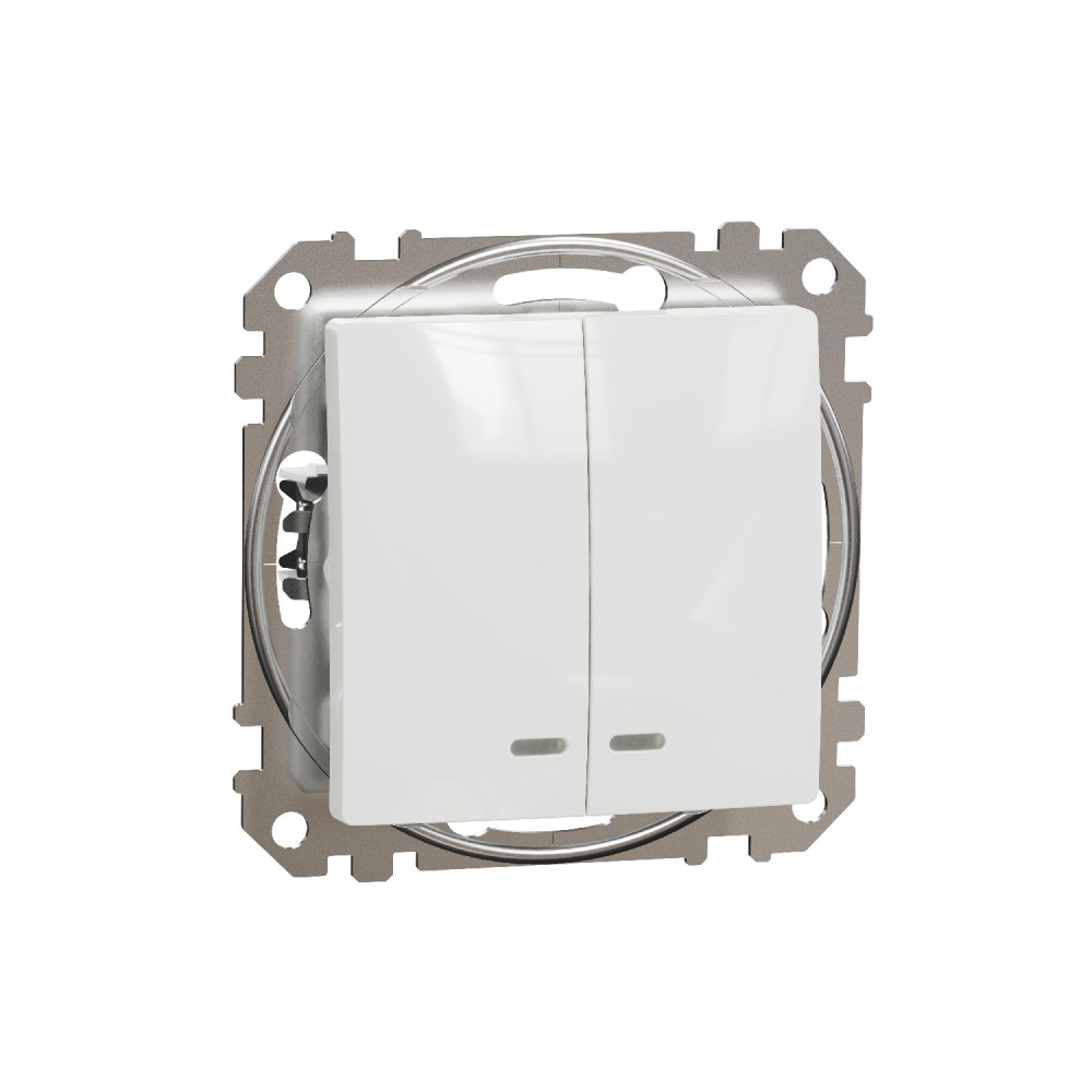 Двухклавишный переключатель с подсветкой Schneider Electric Sedna Design Белый SDD111105L